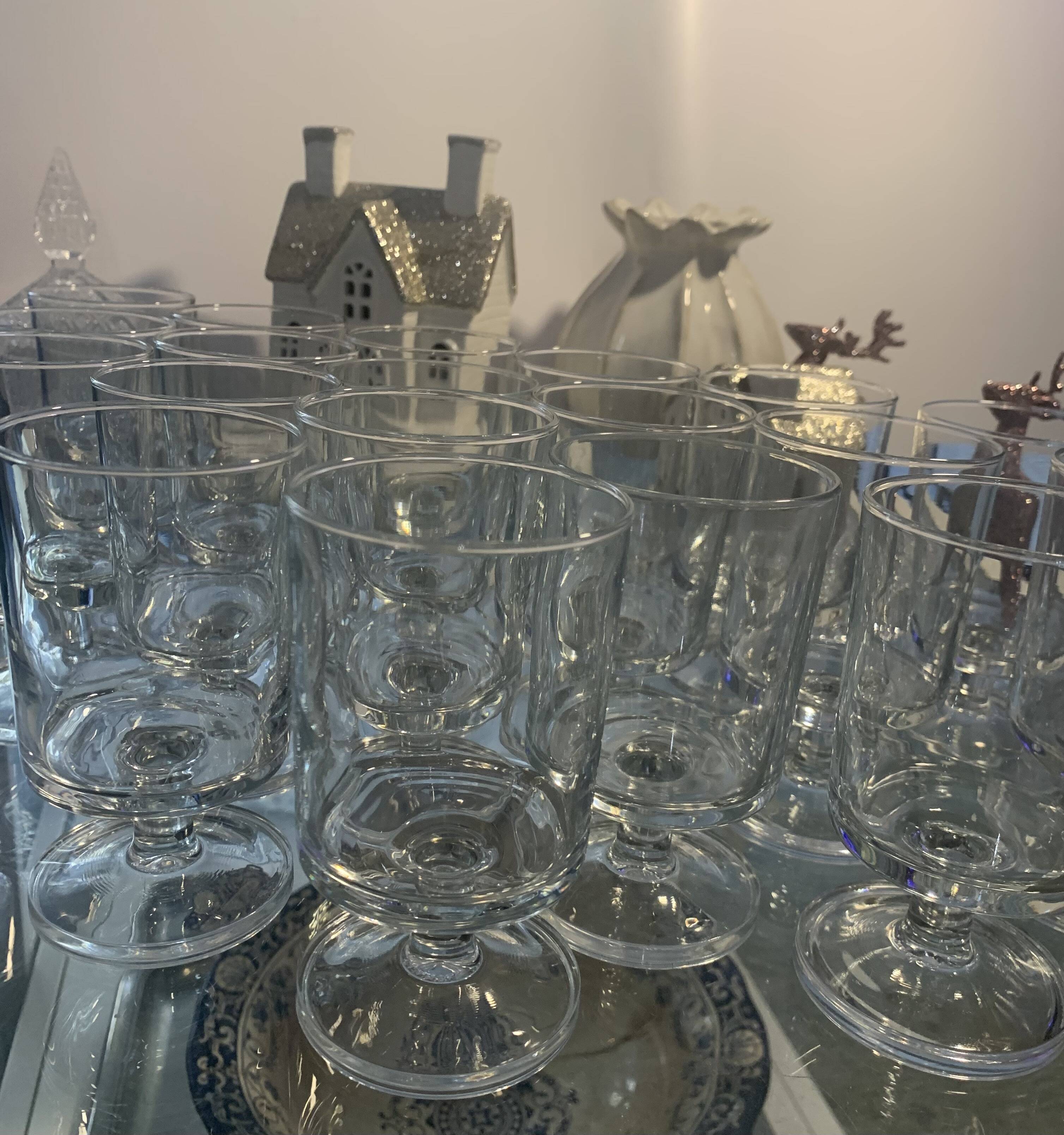 lot of vintage stemmed glasses from the 60s/70s