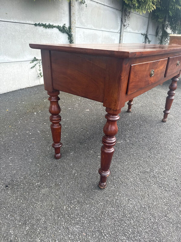 Bureau en bois 2 tiroirs de style Louis Philippe