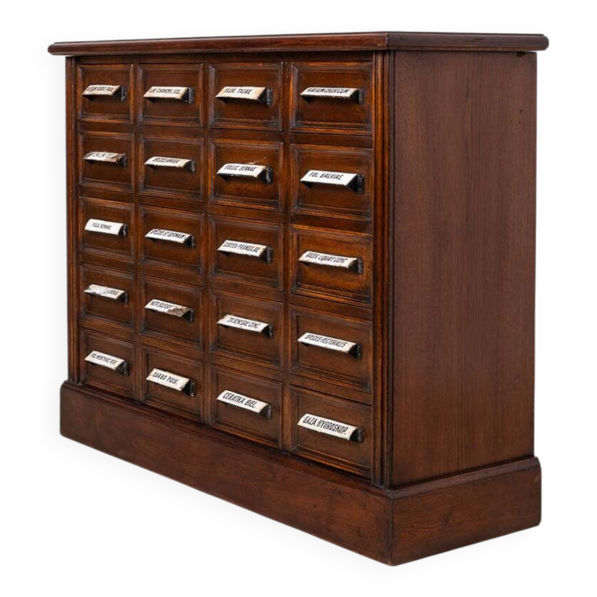 Apothecary Chest of Drawers, Solid Oak Wood, Restored, Early 20th Century