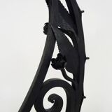 Art Deco Noverdy tulip lamp with black wrought iron base. 1930s