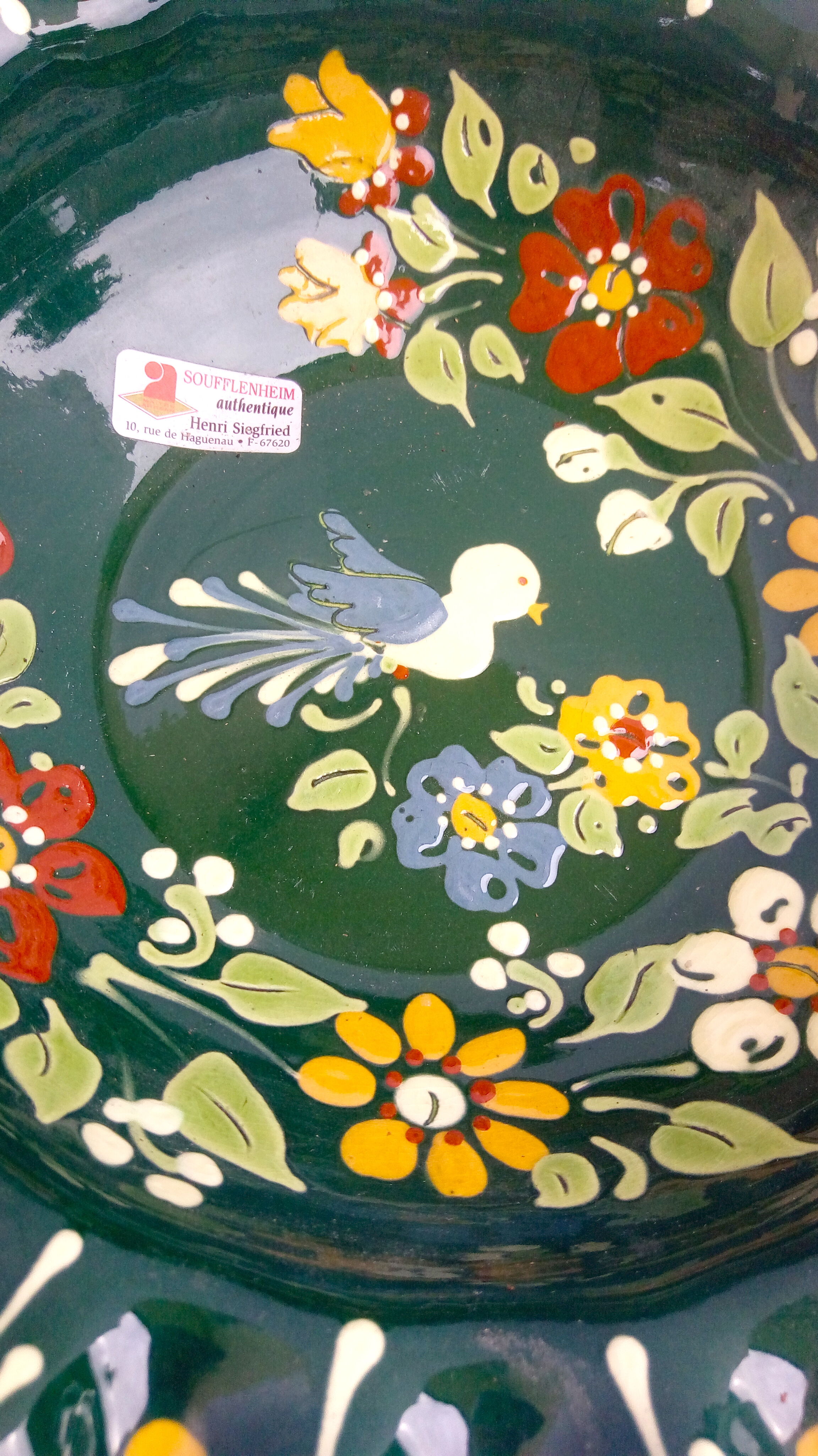 Vintage Alsatian salad with flowers and bird