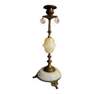 Beautiful candlestick in alabaster and gilded brass bronze
