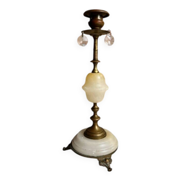 Beautiful candlestick in alabaster and gilded brass bronze