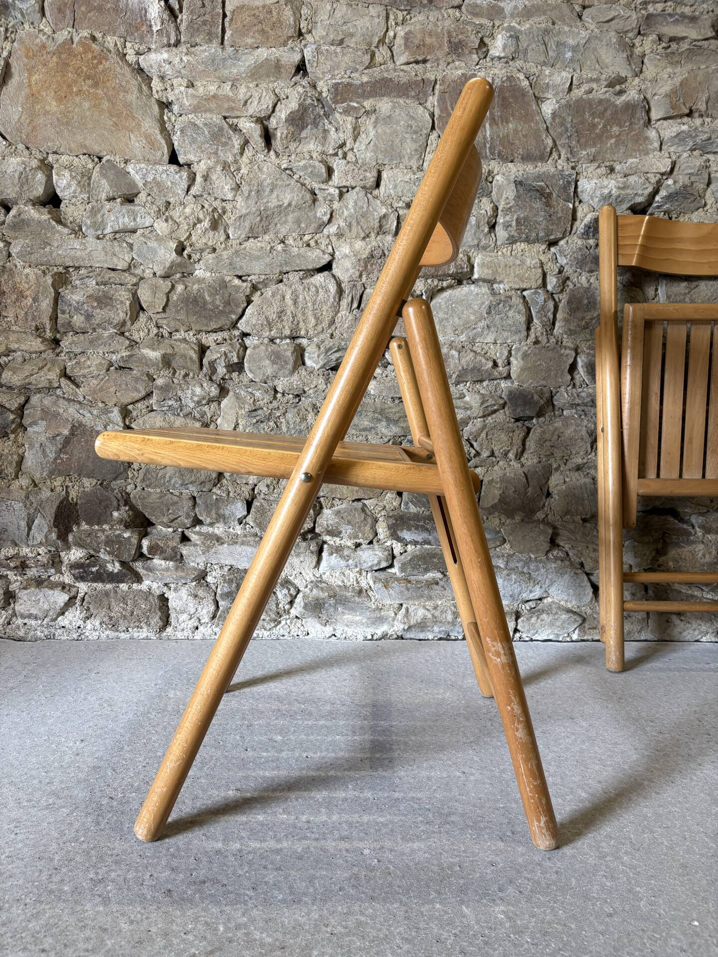4 folding wooden chairs for Habitat, 1980