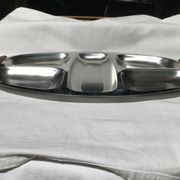 Stainless steel and teak compartmented tray