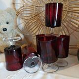 Vintage footed glasses Luminarc model Cavalier Ruby