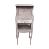 Ancienne table de chêvet en bois cerusé gris