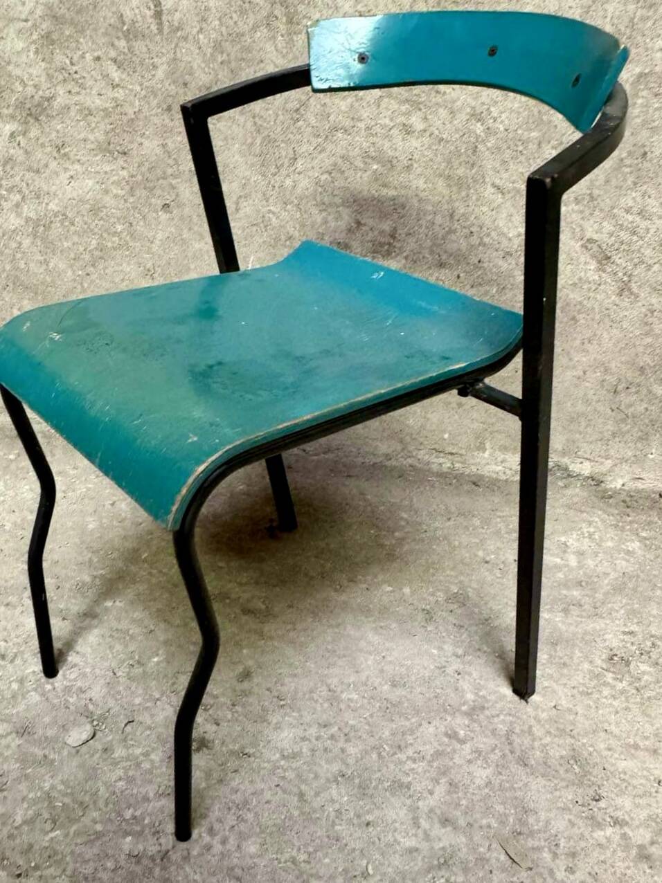 Set of 12 vintage blue bistro chairs