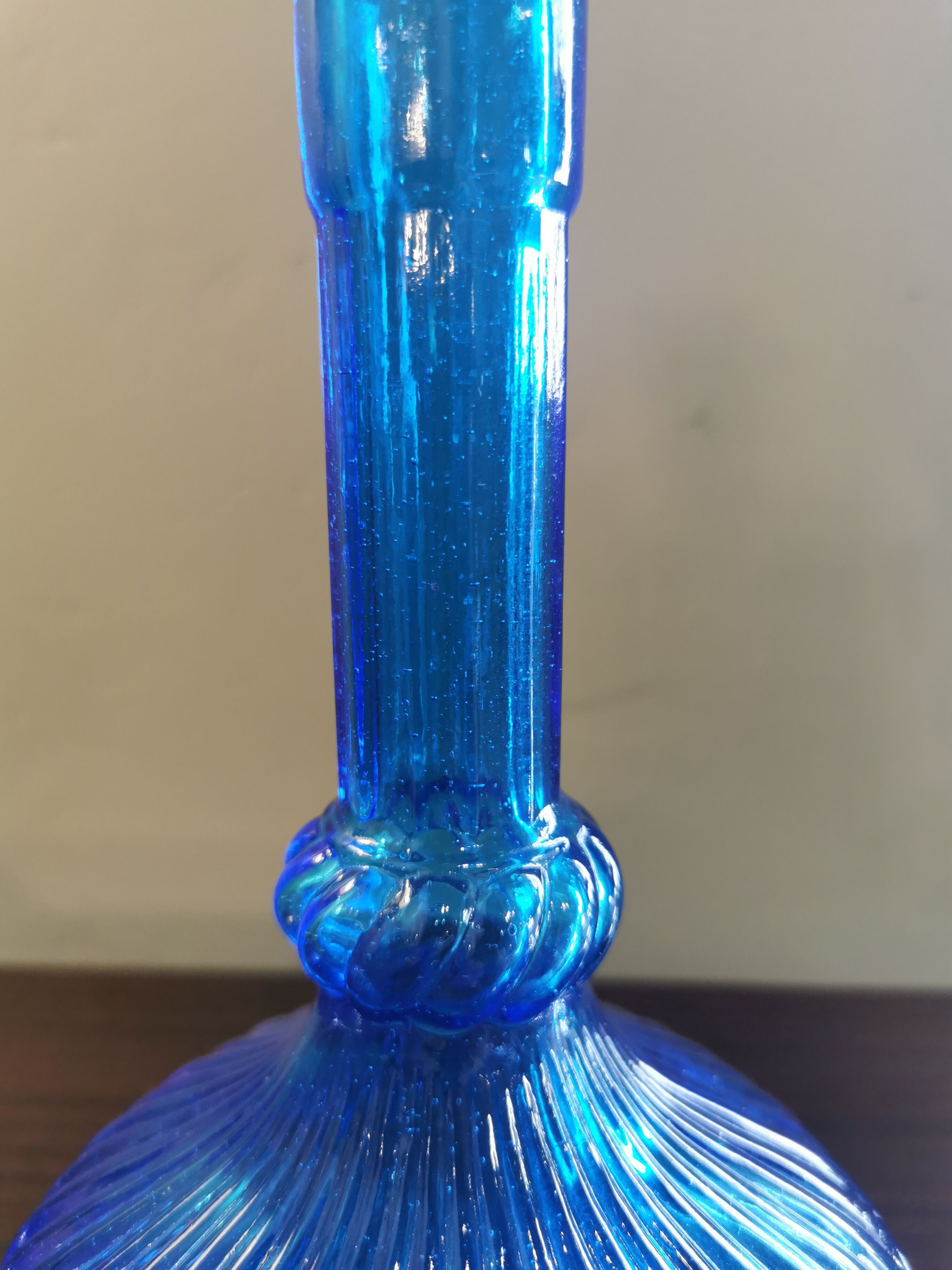 Vintage blue fluted decanter
