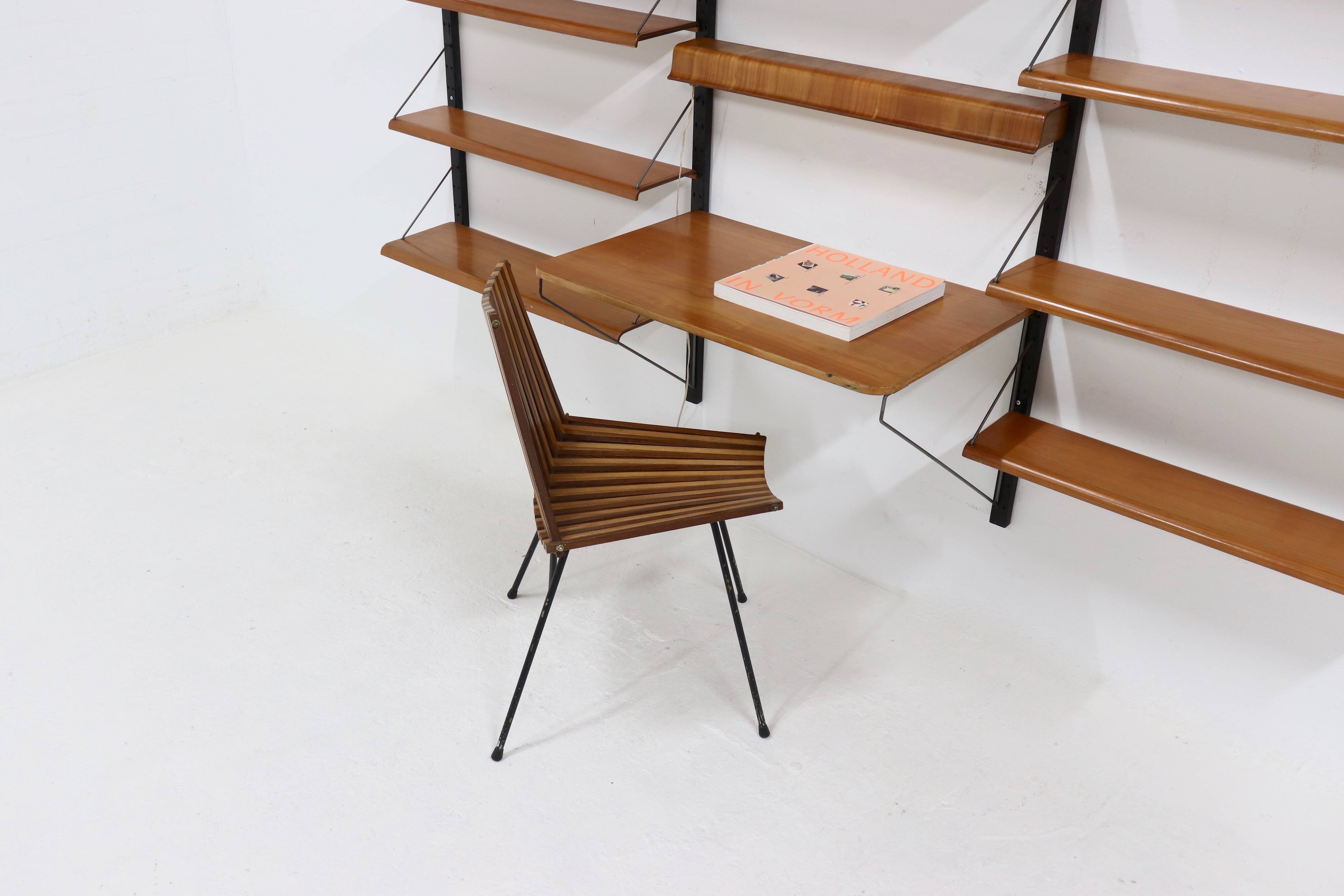 Rare Scandinavian Wall Mounted Plywood Shelving Unit 1950s