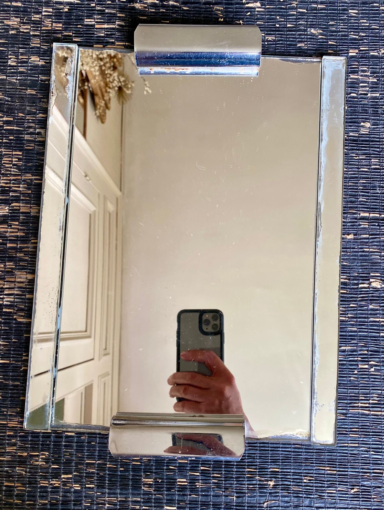 Mirrored top and silver metal handles