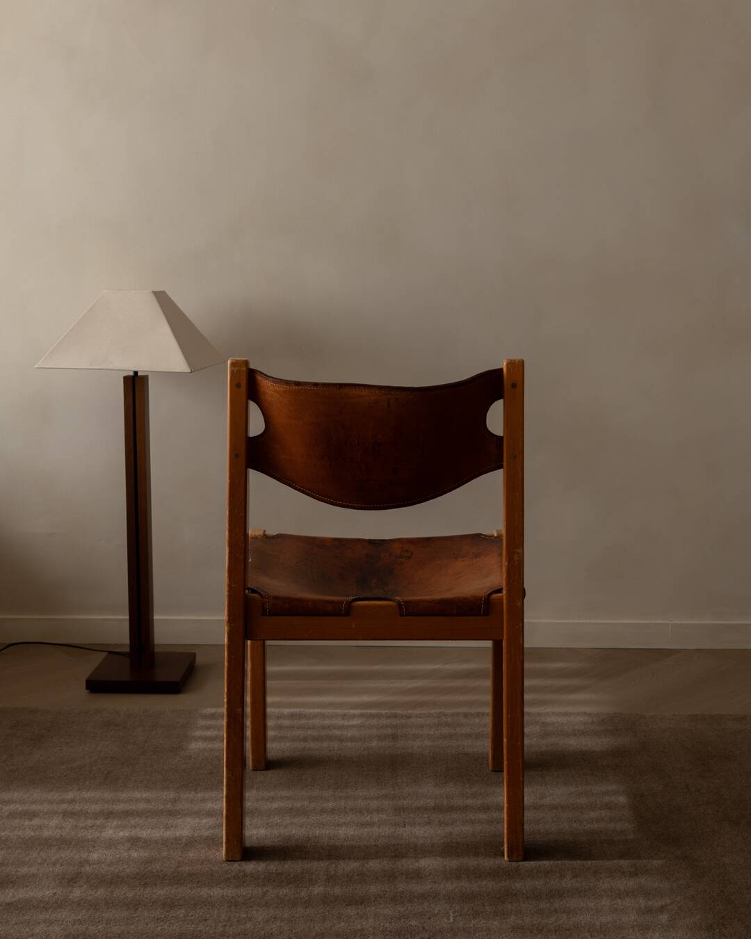 Vintage Maison Regain Pine & Cognac Leather Chair, France 1970s