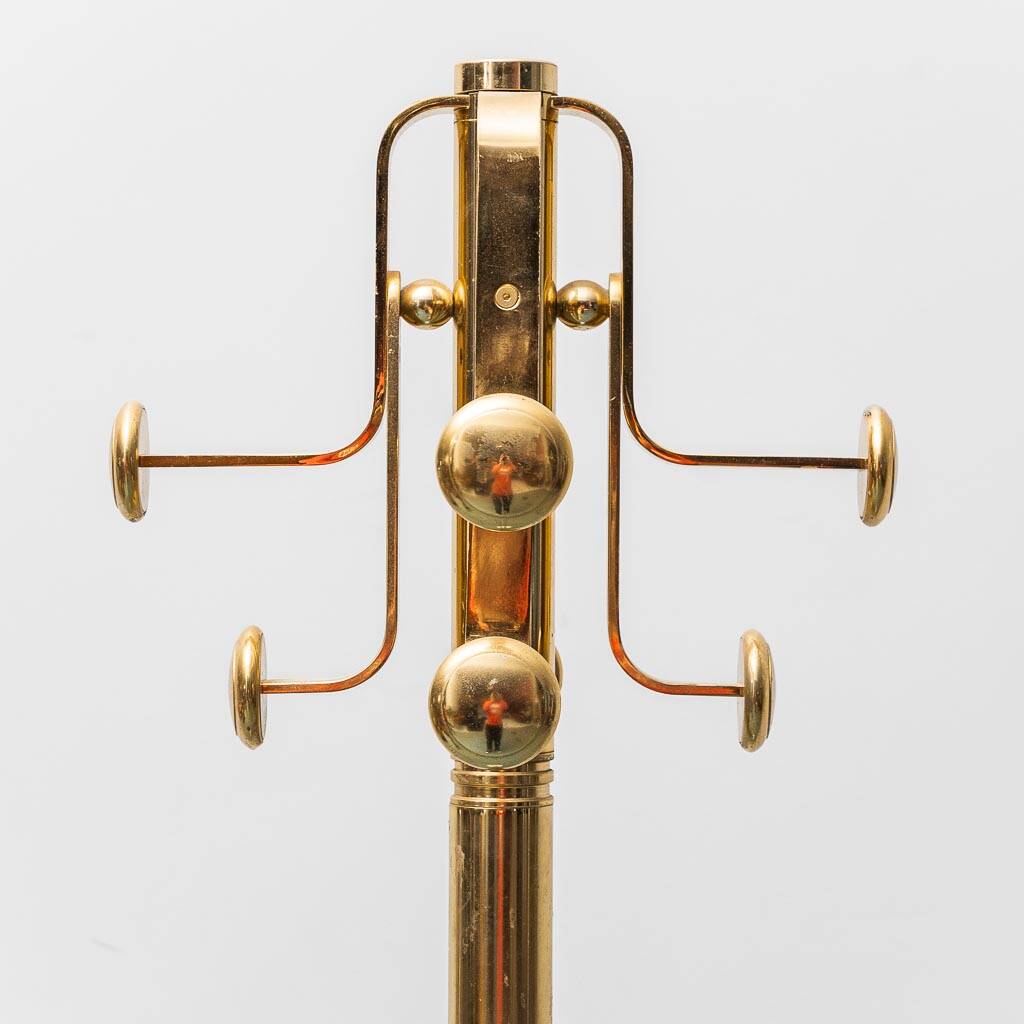 Freestanding coat rack in metal and marble base 1970s vintage modernism