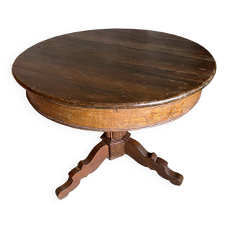 Table Ronde en Bois Rustique et Vintage