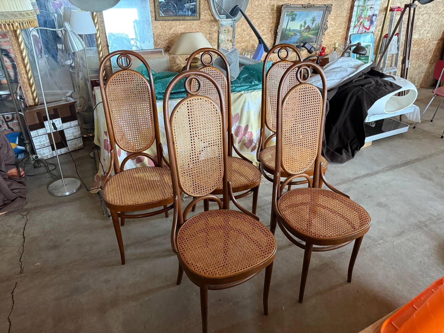 Set of 5 Thonet Long John chairs