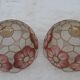 Pair of vintage pendant lamps in brass mother-of-pearl and shells