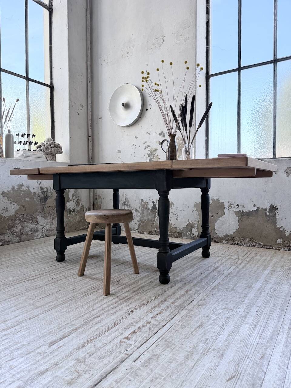 Table de ferme en chêne avec rallonges