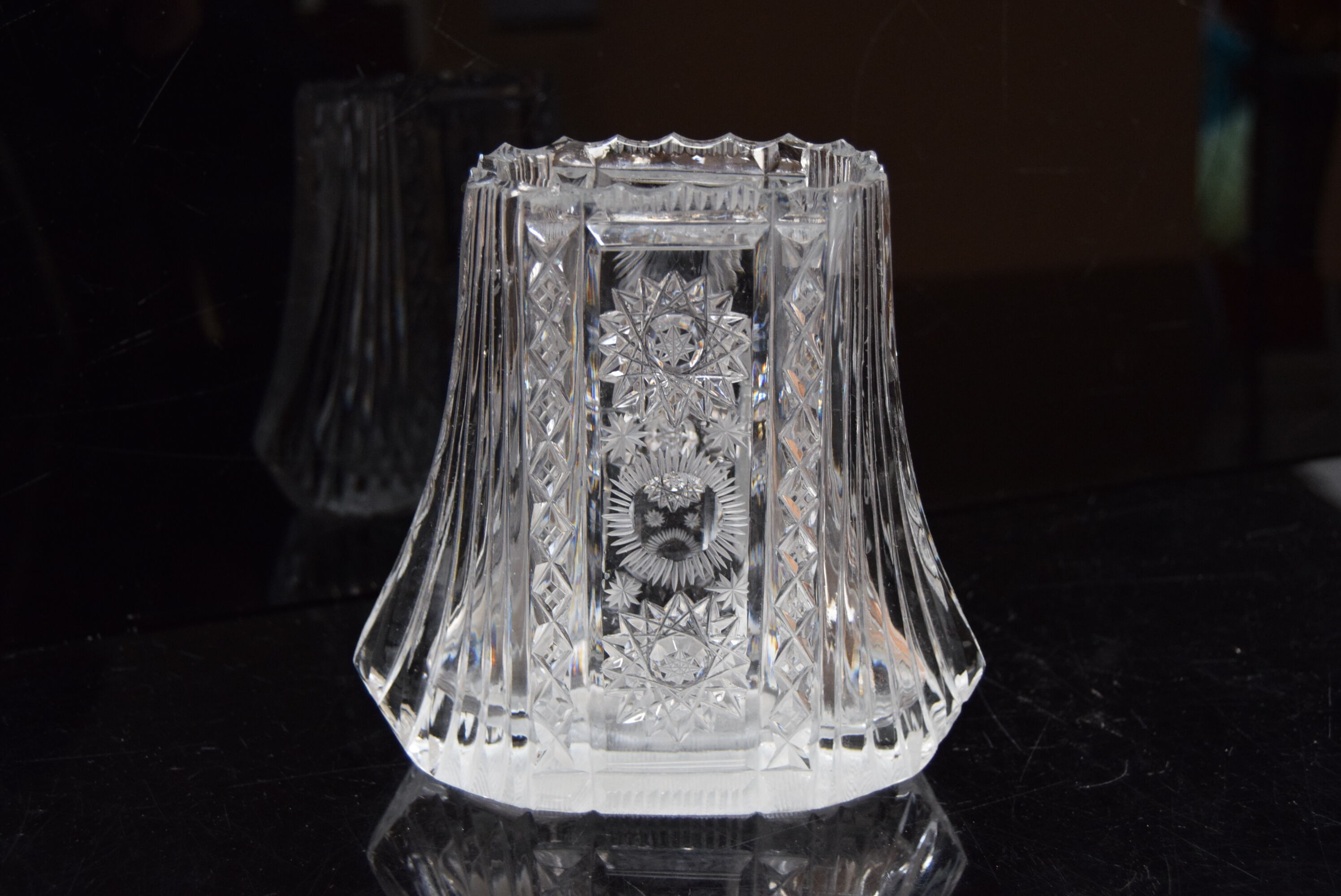 Vase,cut crystal glass,bohemia in the 1960's.