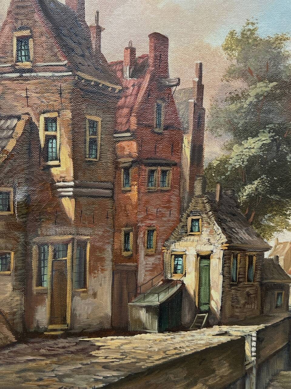 Paysage urbain. Huile sur toile.