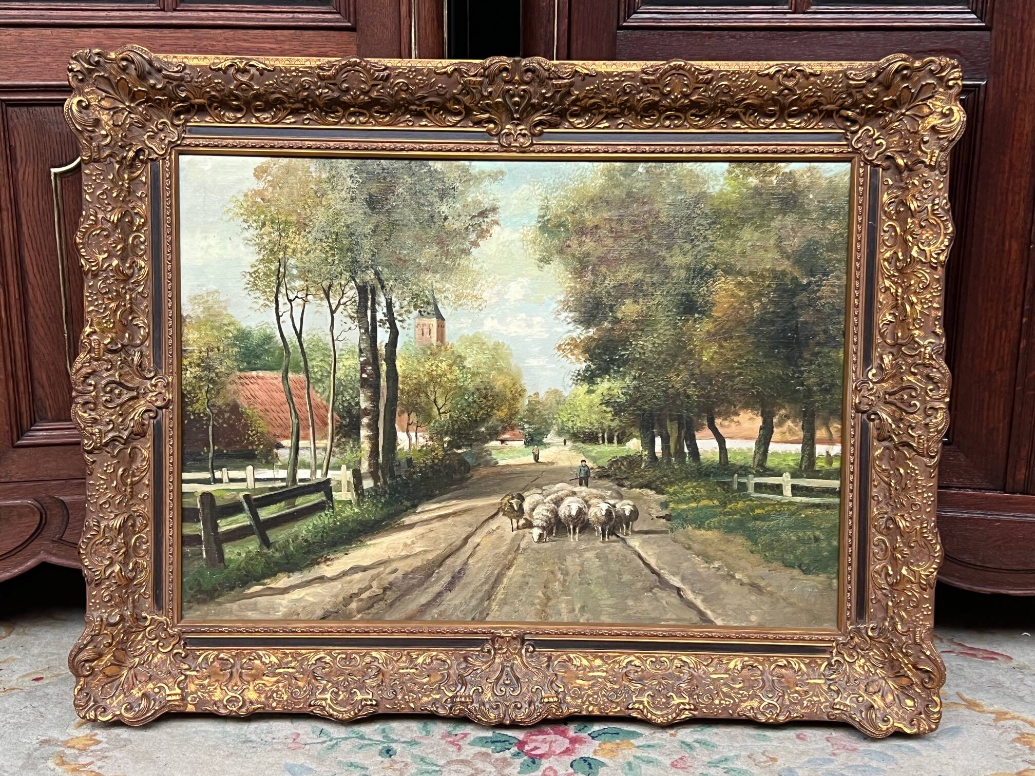 Landscape "Where time passes slowly." Oil on wood panel.