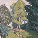 Tableau HST "La Ballade" par Marcel GAULT (1899-1989) peintre Franc-Comtois