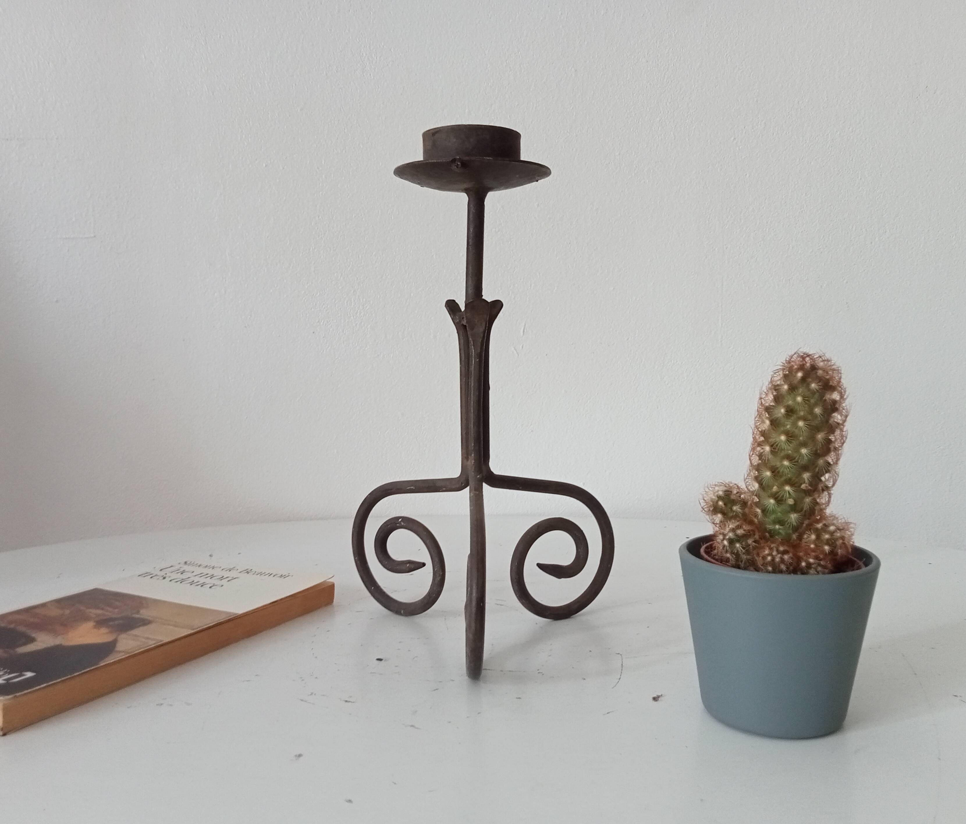 Antique wrought iron candlestick