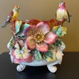 Cache pot, barbotine aux oiseaux