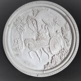 Large Chinese resin dish, carved patterns, signed