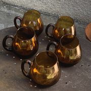 Set of 5 mugs, cups, glasses with handles, cocktail glasses, vintage glass