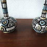 Paire de lampes espagnoles en bois peint