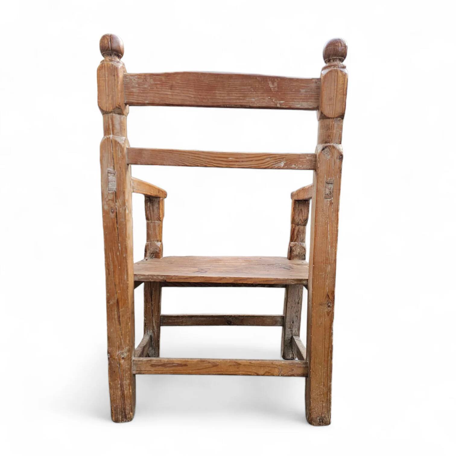 Old Spanish pine wood arm chair