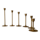 Set of 6 Scandinavian brass candle holders from the 1960s.