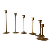 Ensemble de 6 bougeoirs scandinaves en laiton doré années 60