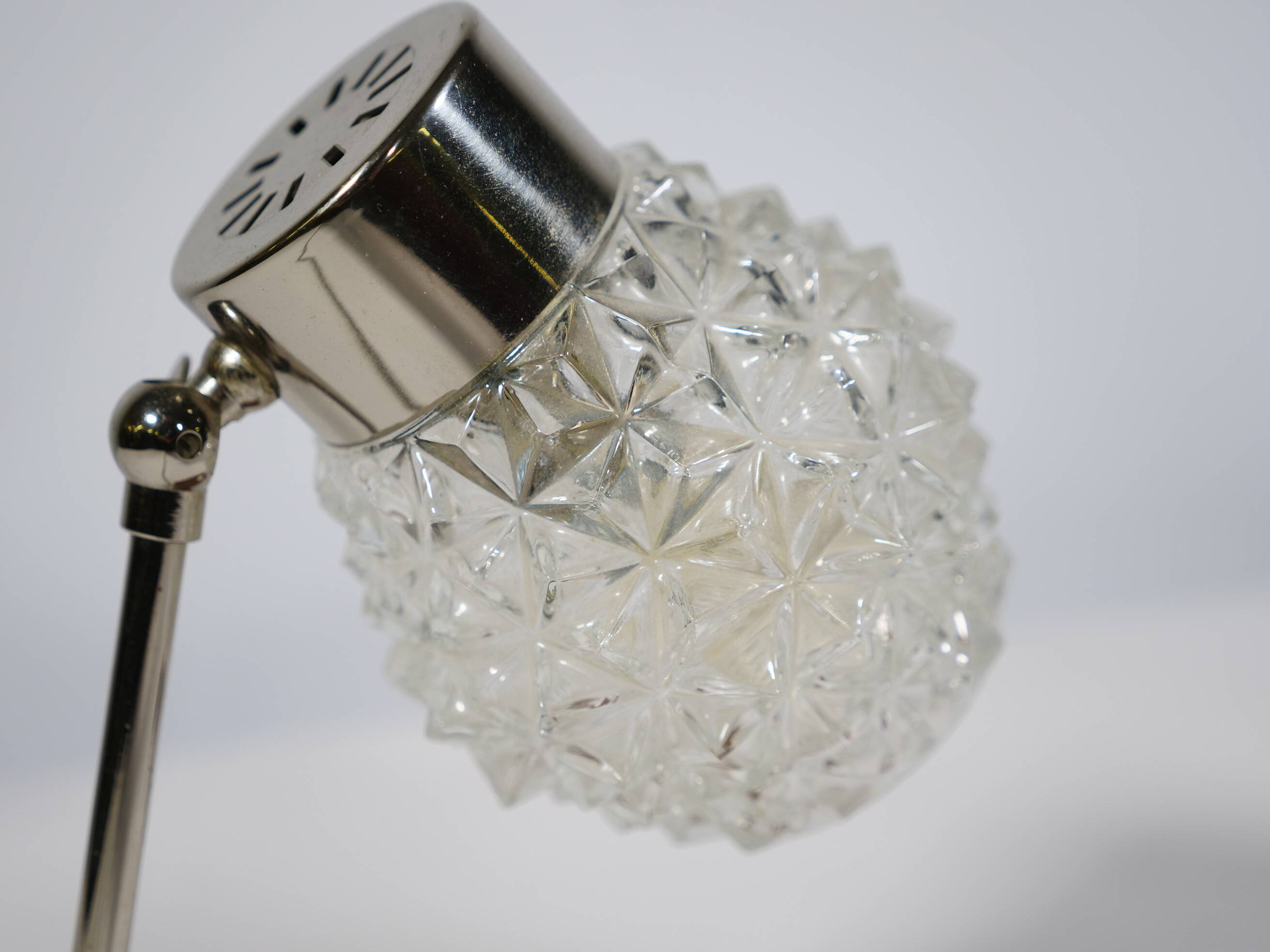 Mid-Century Crystal and Teak Table Lamps, Set of 2, 1960s