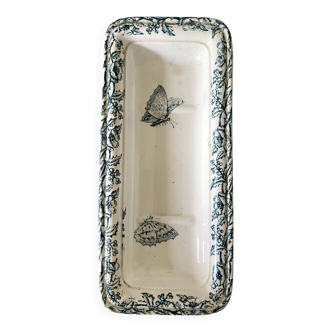 Antique iron soap dish with butterflies