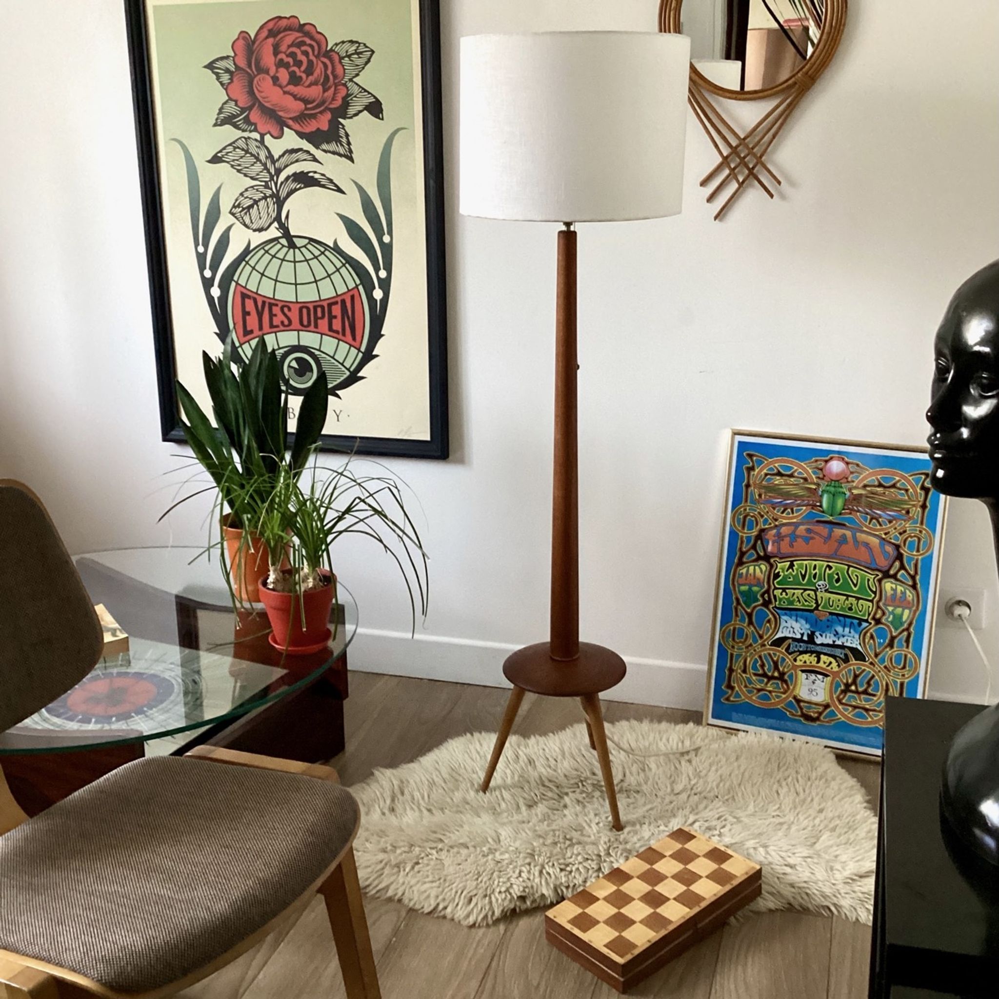 Lampadaire scandinave en teck