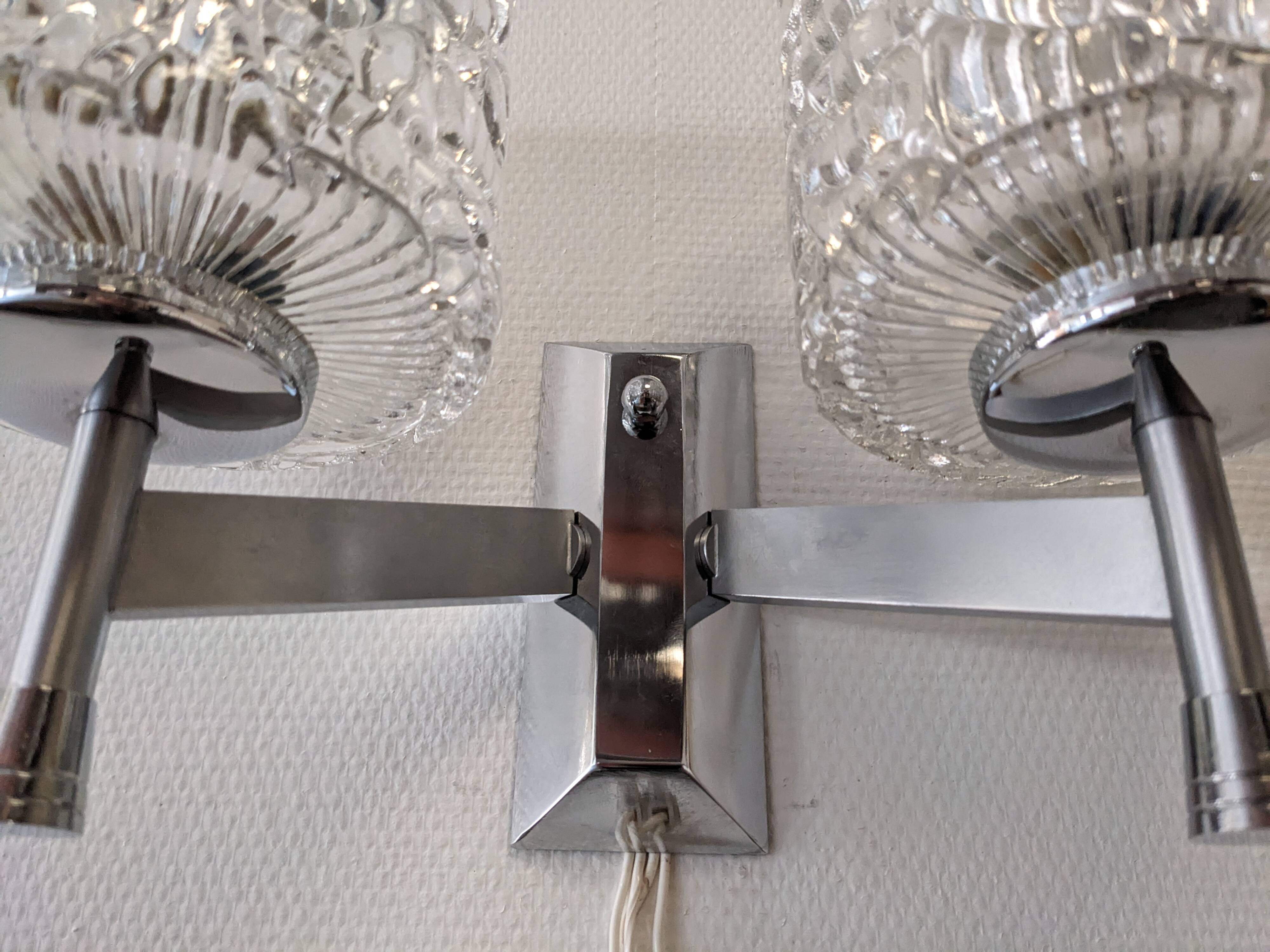 Pair of Murano glass wall lights by Kaiser Leuchten, Germany circa 1970.