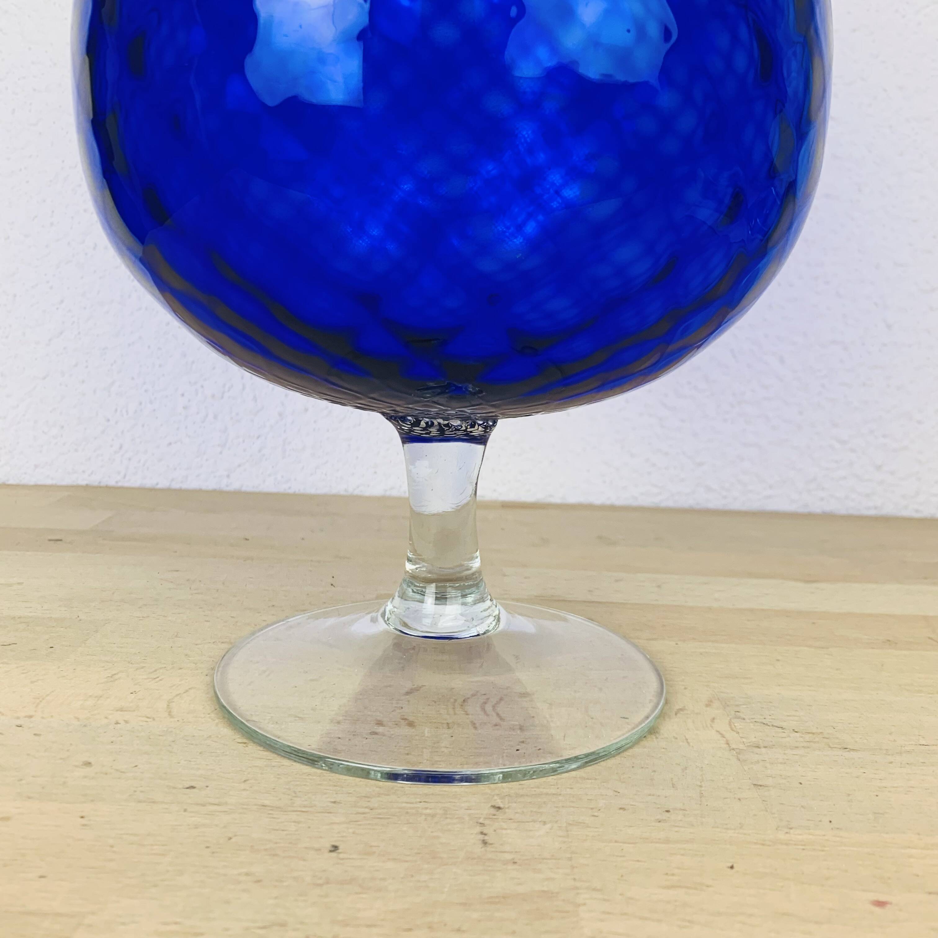 Italian Empoli vase blue glass 33 cm