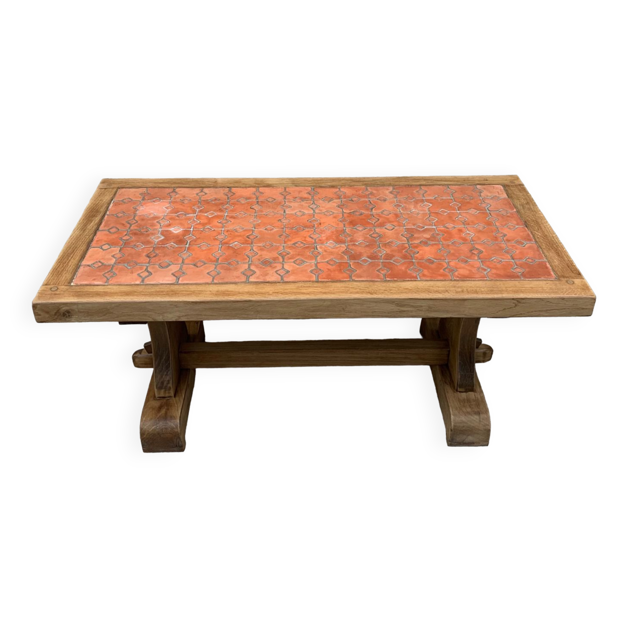 Wooden coffee table and tiles