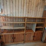 Pair of vintage bamboo rattan bookcases