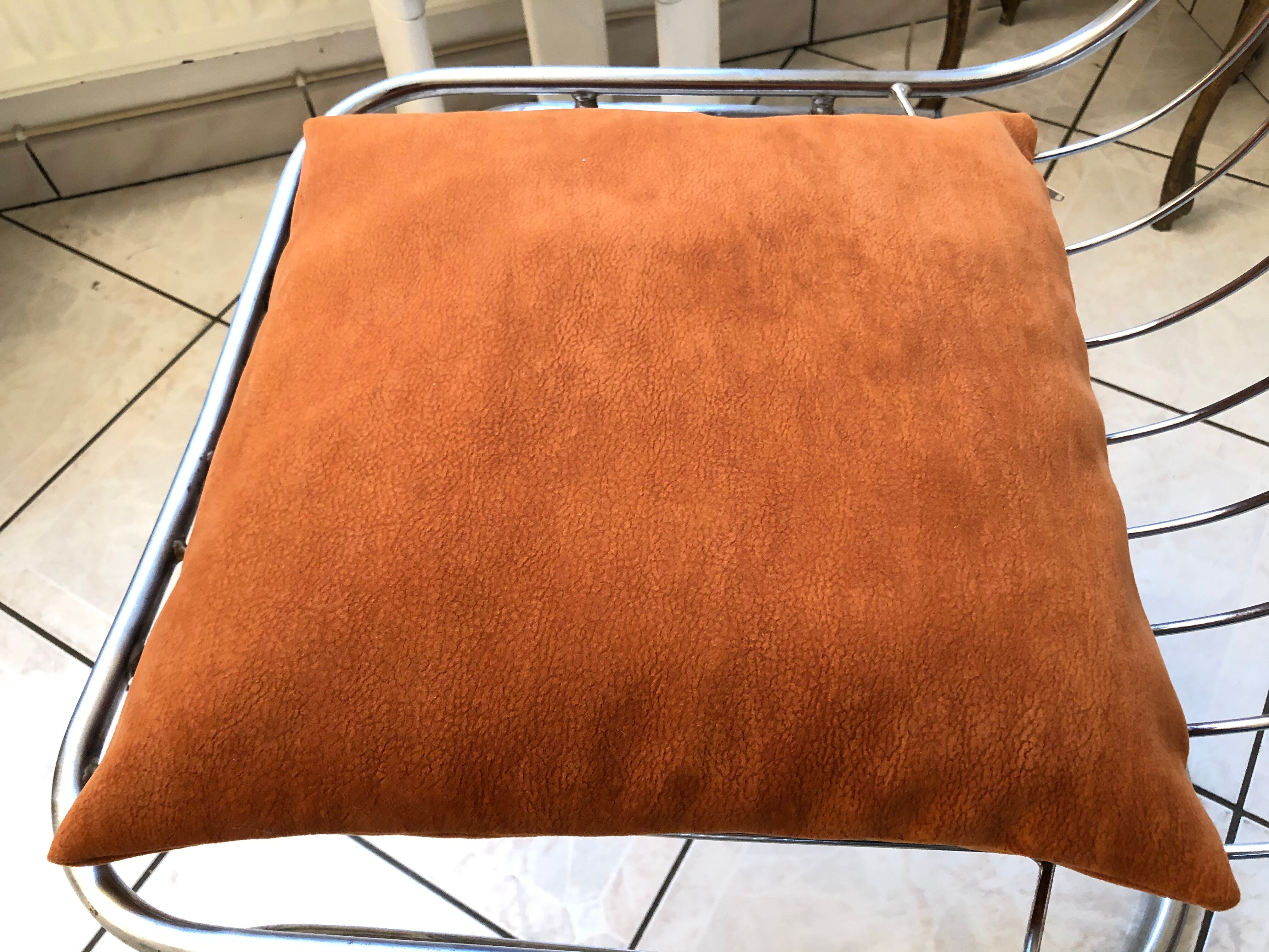 Pair of Cantilever chair design Gastone Rinaldi vintage 70 chrome steel wires