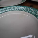 Set of 6 KIFO L'Amandinoise dessert plates with green leaf decor