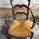 Pair Old Armchair Needle Wood Carved & Seat Paillé + Vintage Fabric Cover
