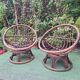 Pair of vintage rattan swivel armchairs