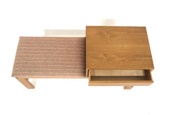 Banc-téléphone scandinave en chêne, Suède, 1960