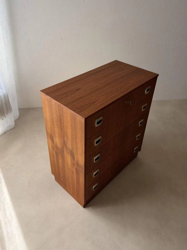 Swedish mid-century chest of drawers teak five drawers