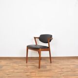 Mid-century danish teak and leather dining chair model 42 by Kai Kristiansen for Schou Andersen, 196