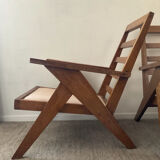 Pair of compass-legged armchairs, 1960s