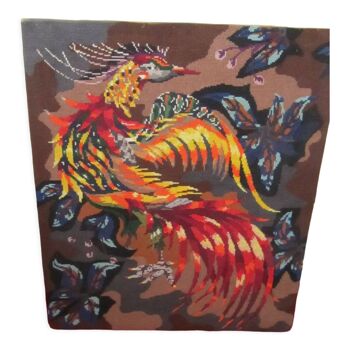 Canvas vintage rooster 50 / 60 tapestry the golden bird lurcat