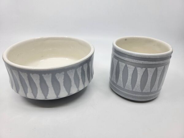 Bol et Mug Roger Capron en céramique Francaise French Riviera Vintage 1950/60 (lot de 2)